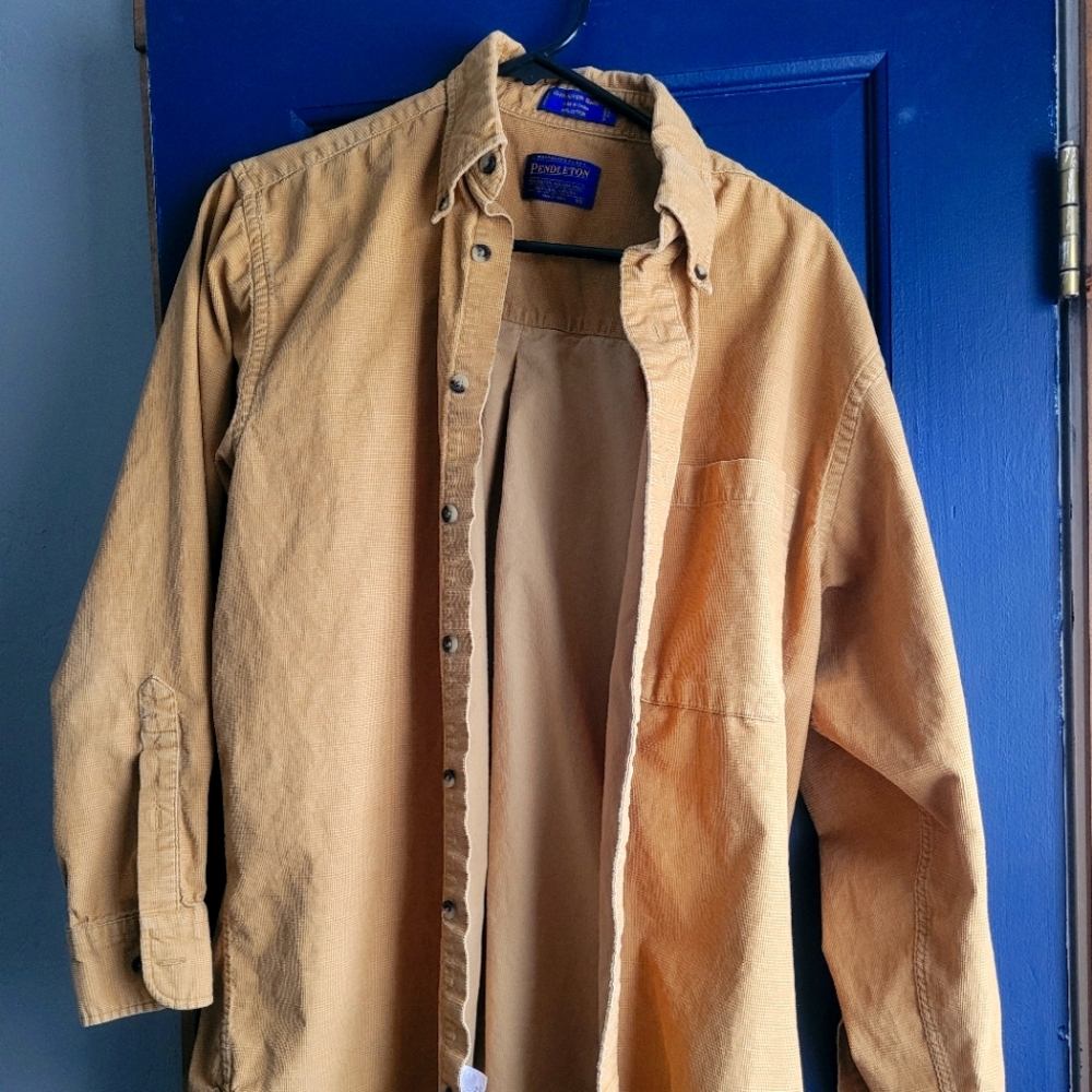 Pendleton men's button down mustard tan/yellow medium